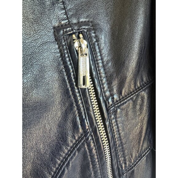 Kenneth Cole Reaction Navy Faux Leather Moto Jacket XL Stretch Designer - Picture 9 of 16